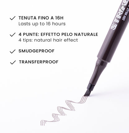 STRIKE A BROW! • Penna sopracciglia a 4 punte, tenuta fino a 16 ore